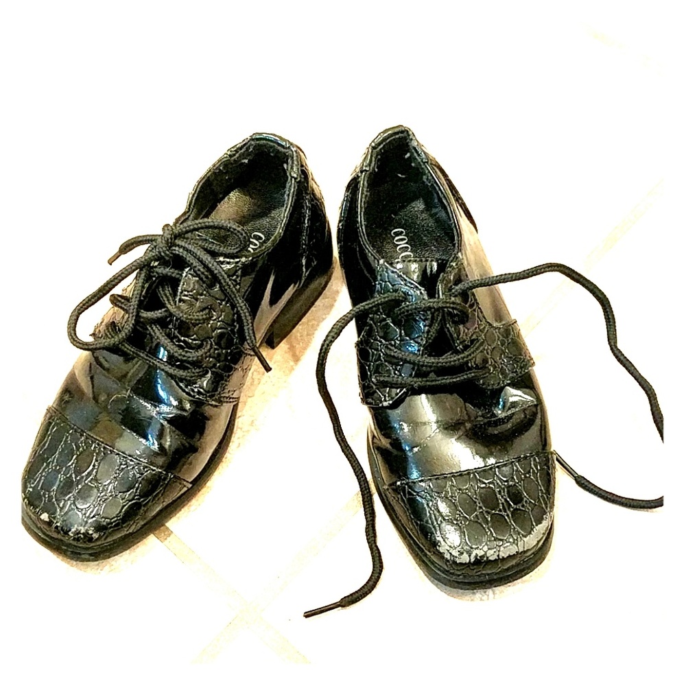 Dressy boys black shoes-patent and croc look